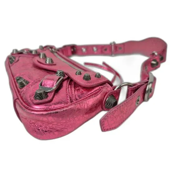 Balenciaga Metallic Pink Leather Le Cagole XS Sling Bag - Picture 3 of 13